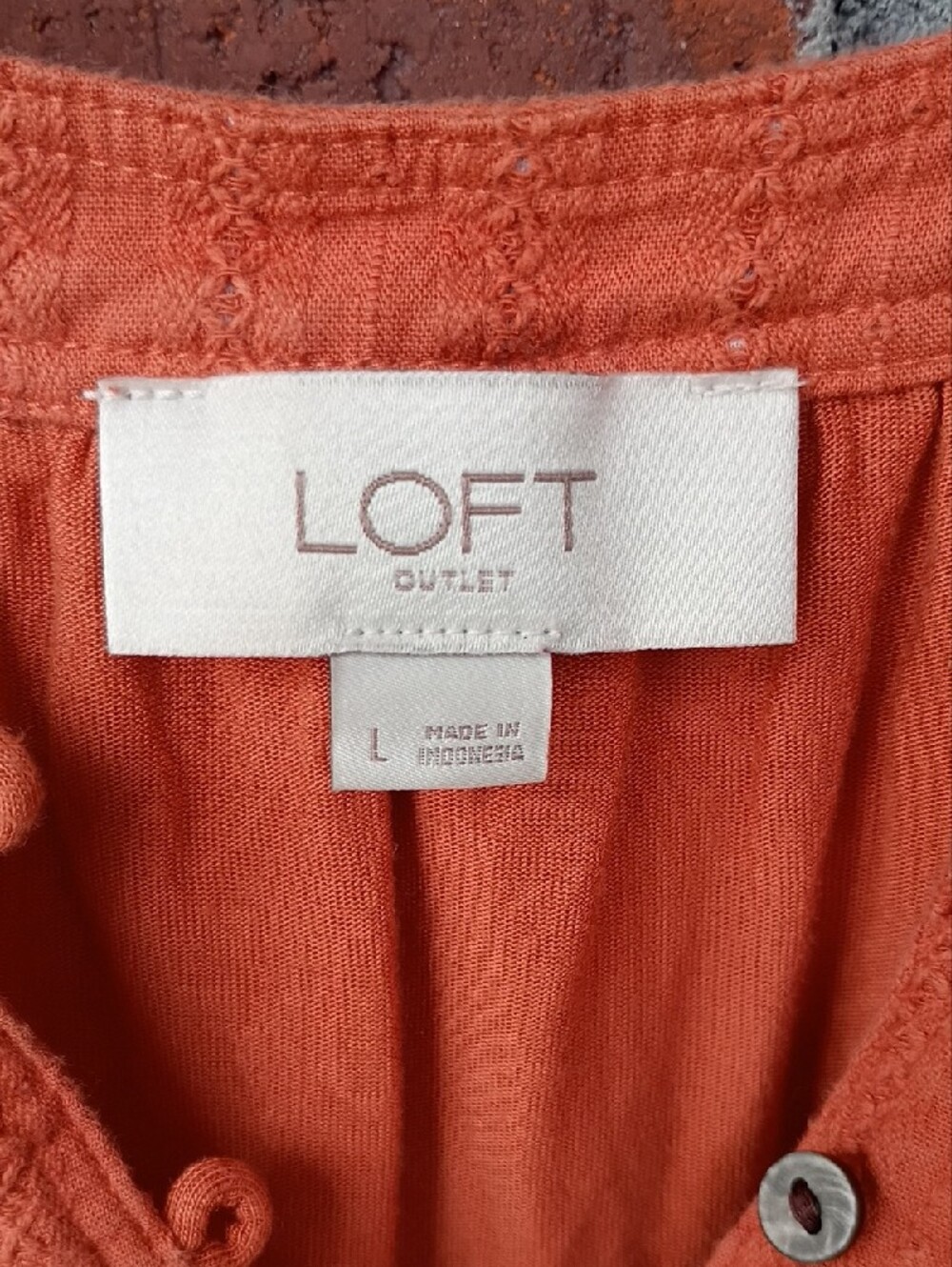LOFT Textured Henley Camisole in Rust - Picture 2 of 4